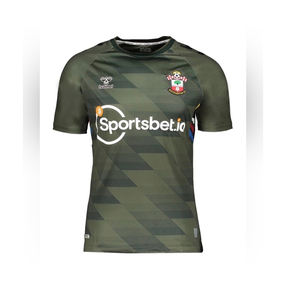 Hummel Southampton FC Olive Green Third Jersey Mens Sportsbet Soccer Shirt US M